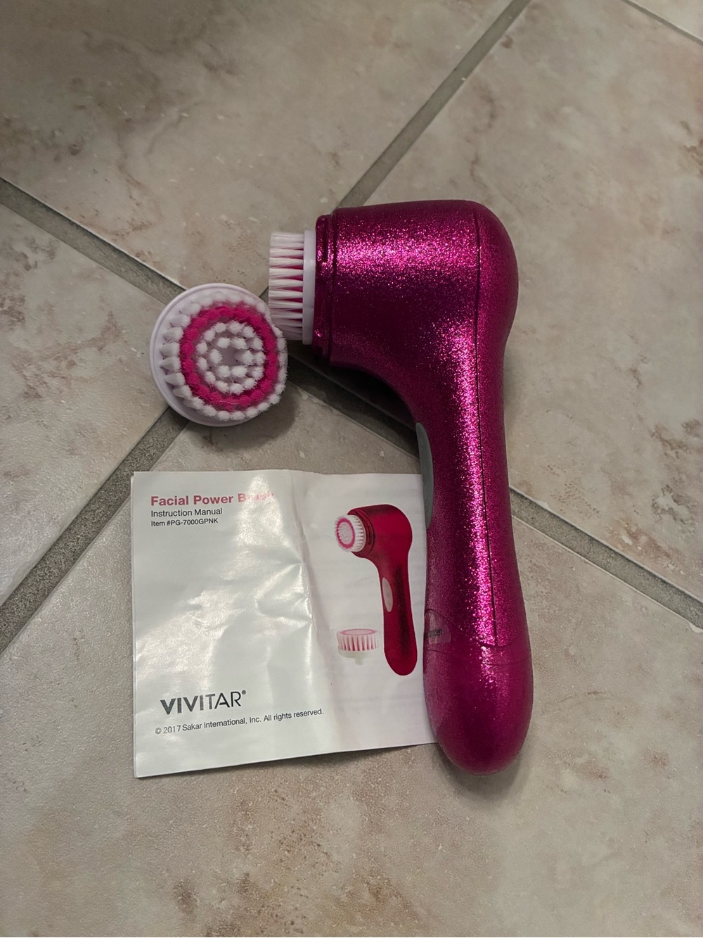 Vivitar Facial Power Brush Cleansing System Pink with Brush Heads Manual